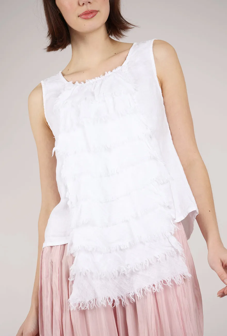 Ruffle Cascade Tank, White Soft Finish