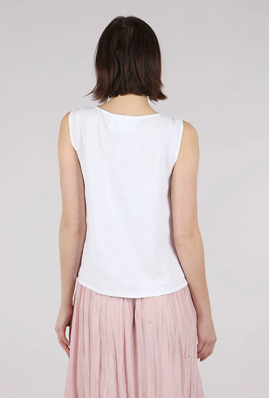 Ruffle Cascade Tank, White Soft Finish
