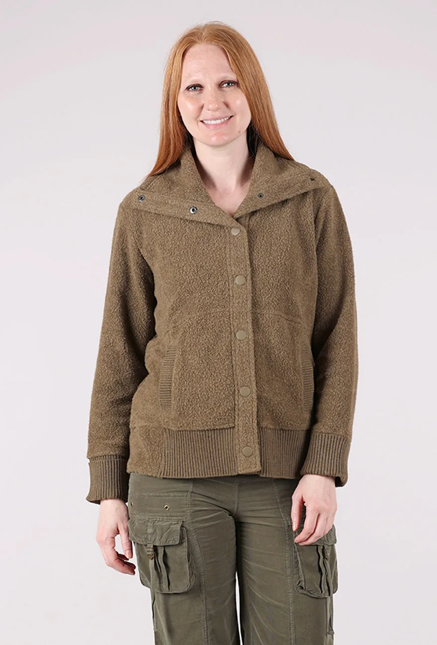 Soft Touch color block Heather Fleece Fireside Snap Jacket, Willow