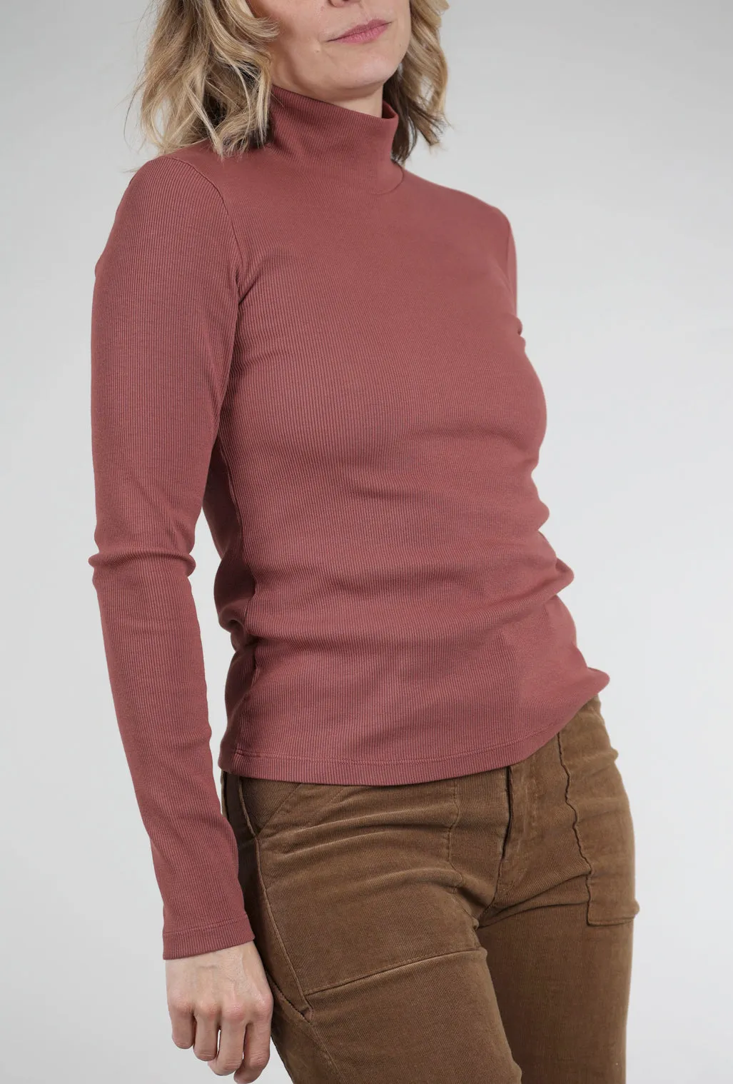 Seamless Fit L/S Mockneck, Redwood