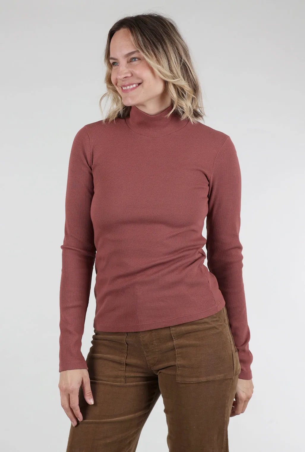 Seamless Fit L/S Mockneck, Redwood