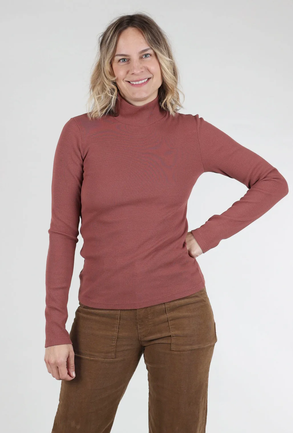 Breathable fabric L/S Mockneck, Redwood