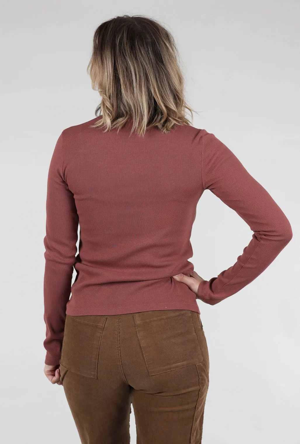 Seamless Fit L/S Mockneck, Redwood