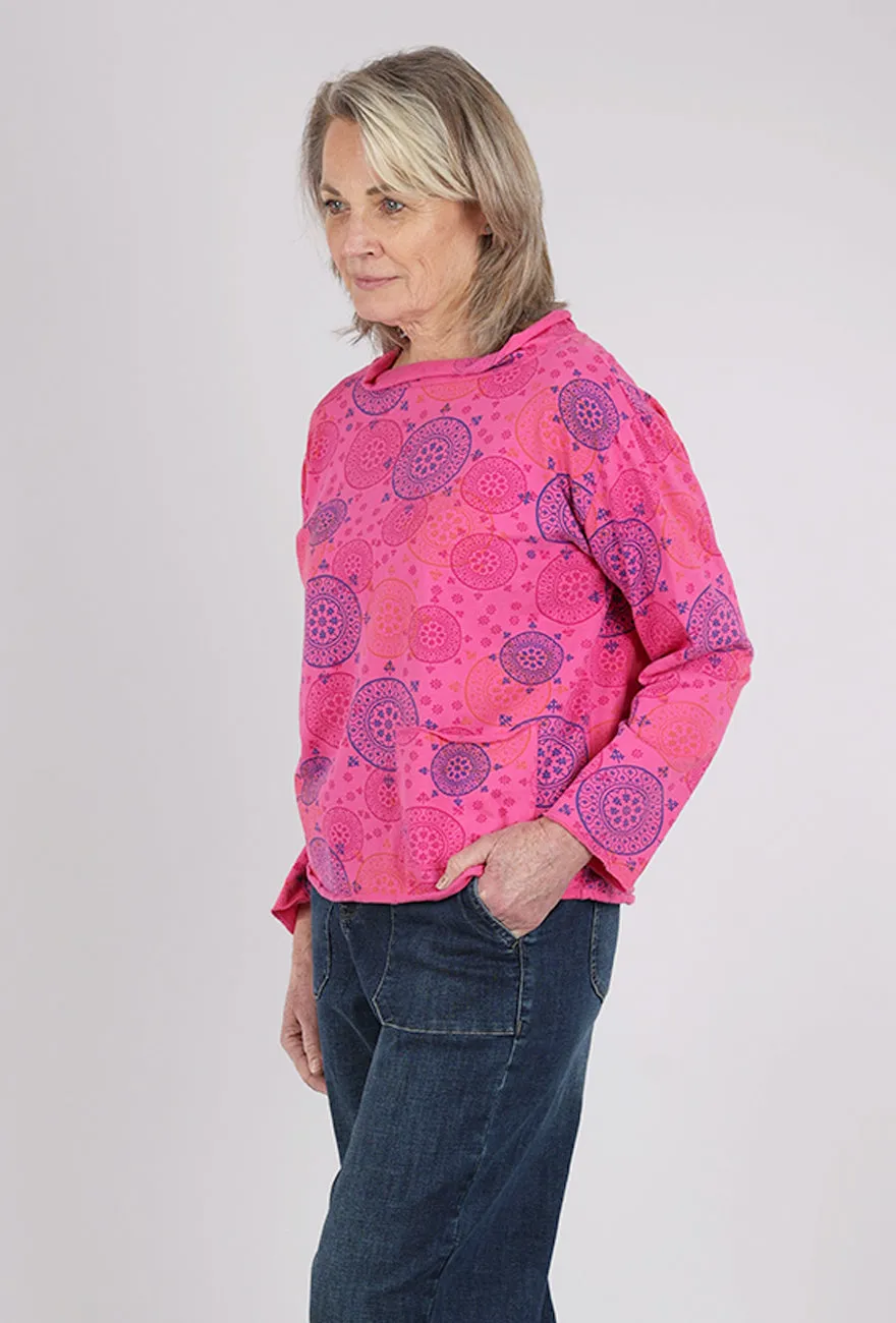 Seamless Fit Print Relax Yoga Top, Zinnia Pink