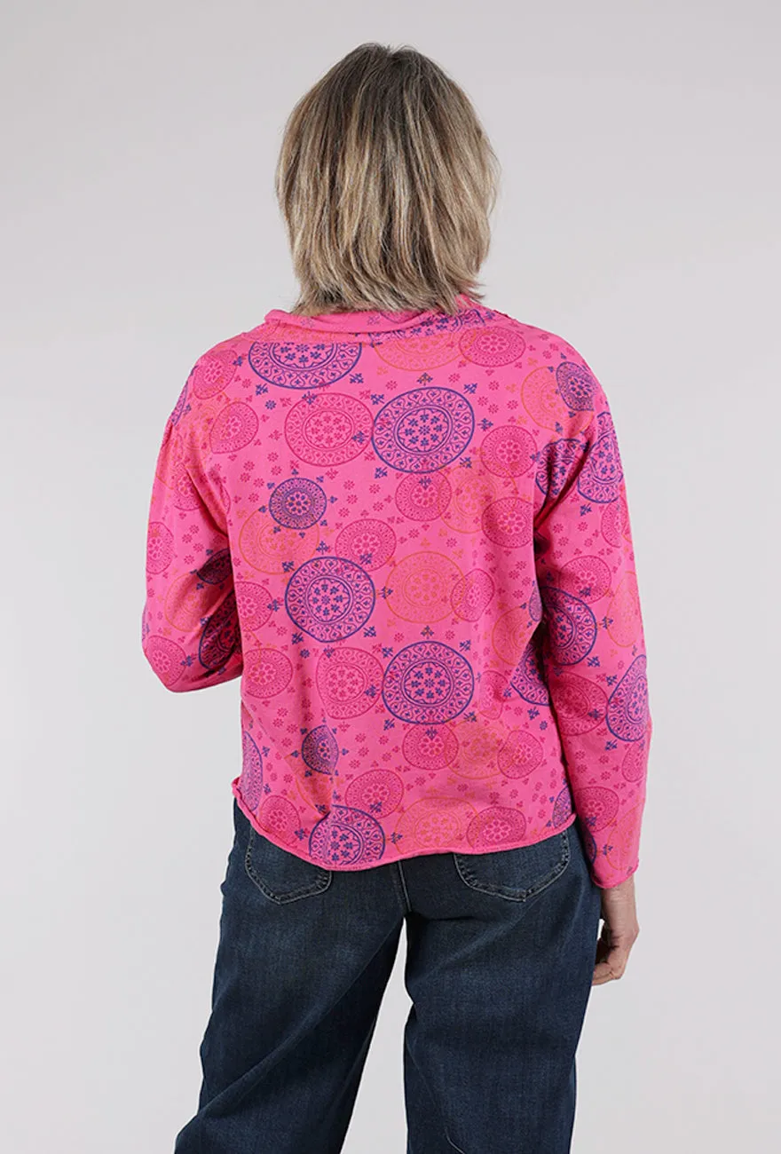 Seamless Fit Print Relax Yoga Top, Zinnia Pink