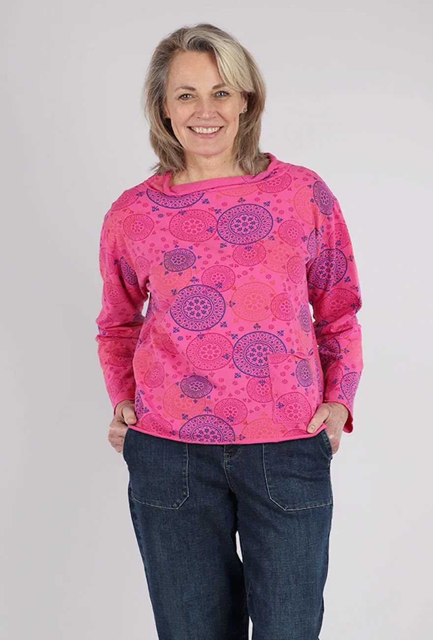 Seamless Fit Print Relax Yoga Top, Zinnia Pink