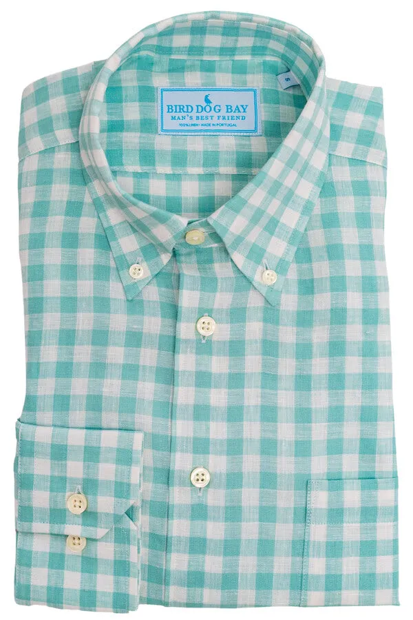 Searle: Linen Shirt - Mint fire night