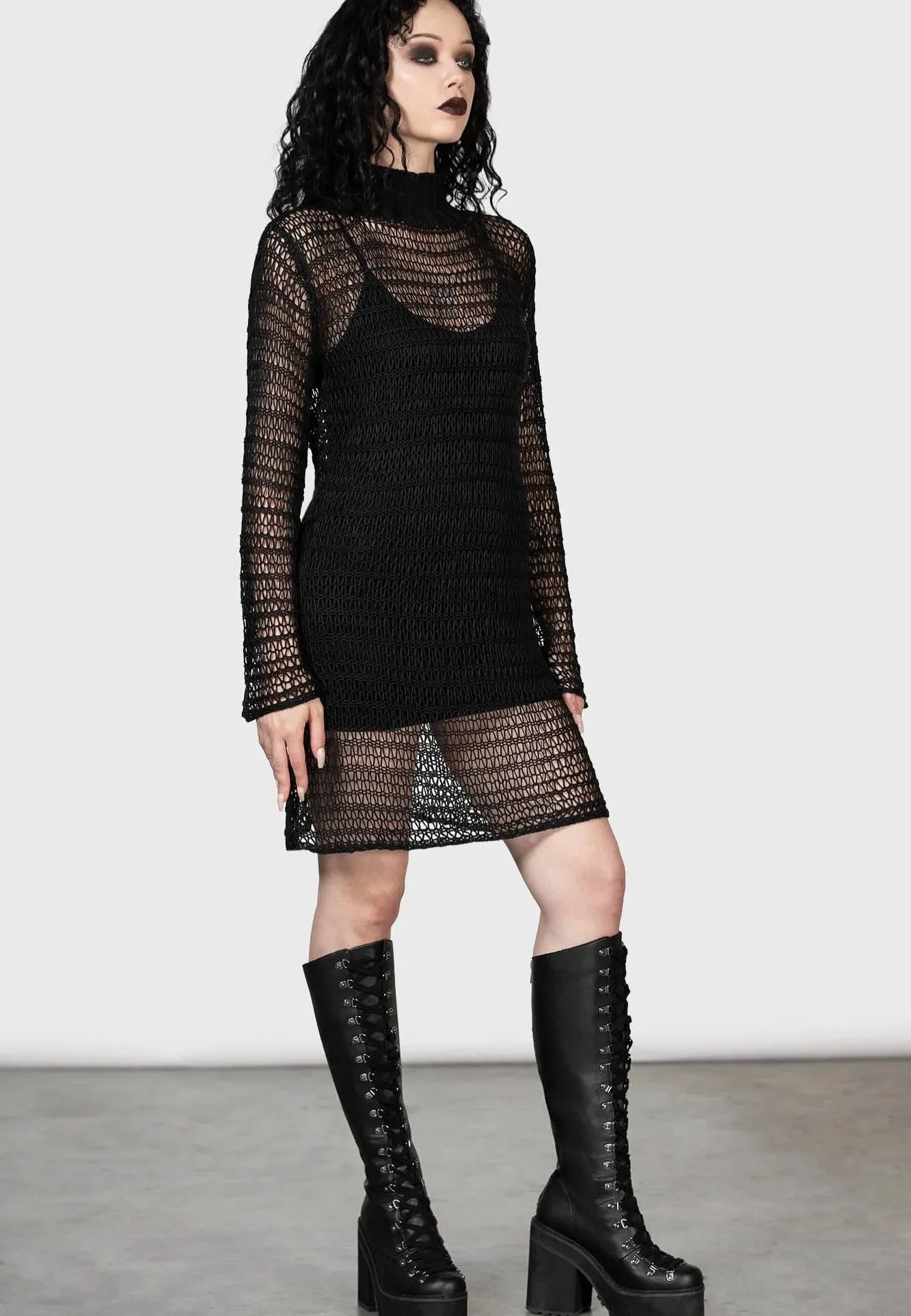 Seasonal Favorite Killstar - Rebecca's Rage Knit Black - Dress