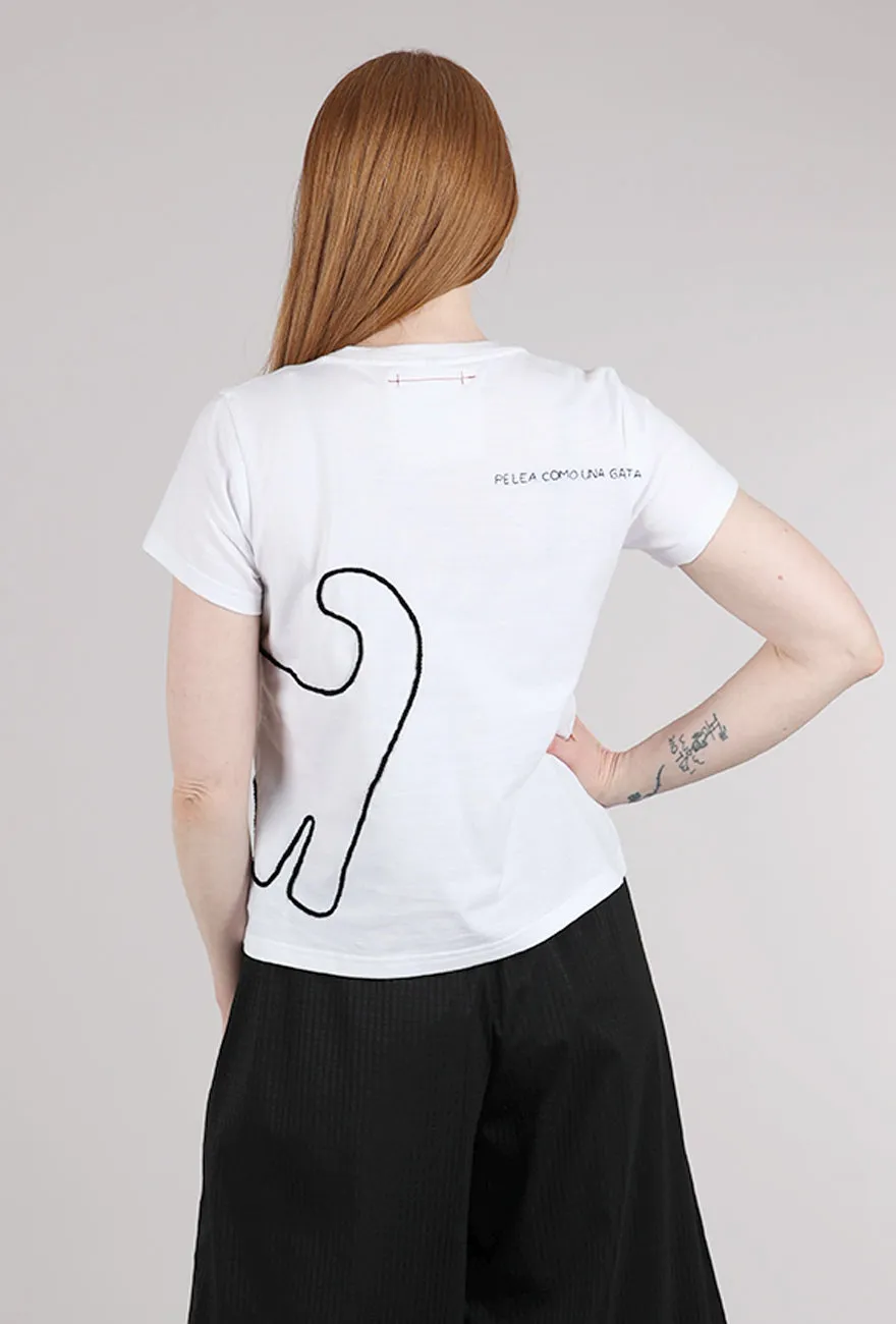 Seasonal Style Amiga Hand-Embroidered Tee, White