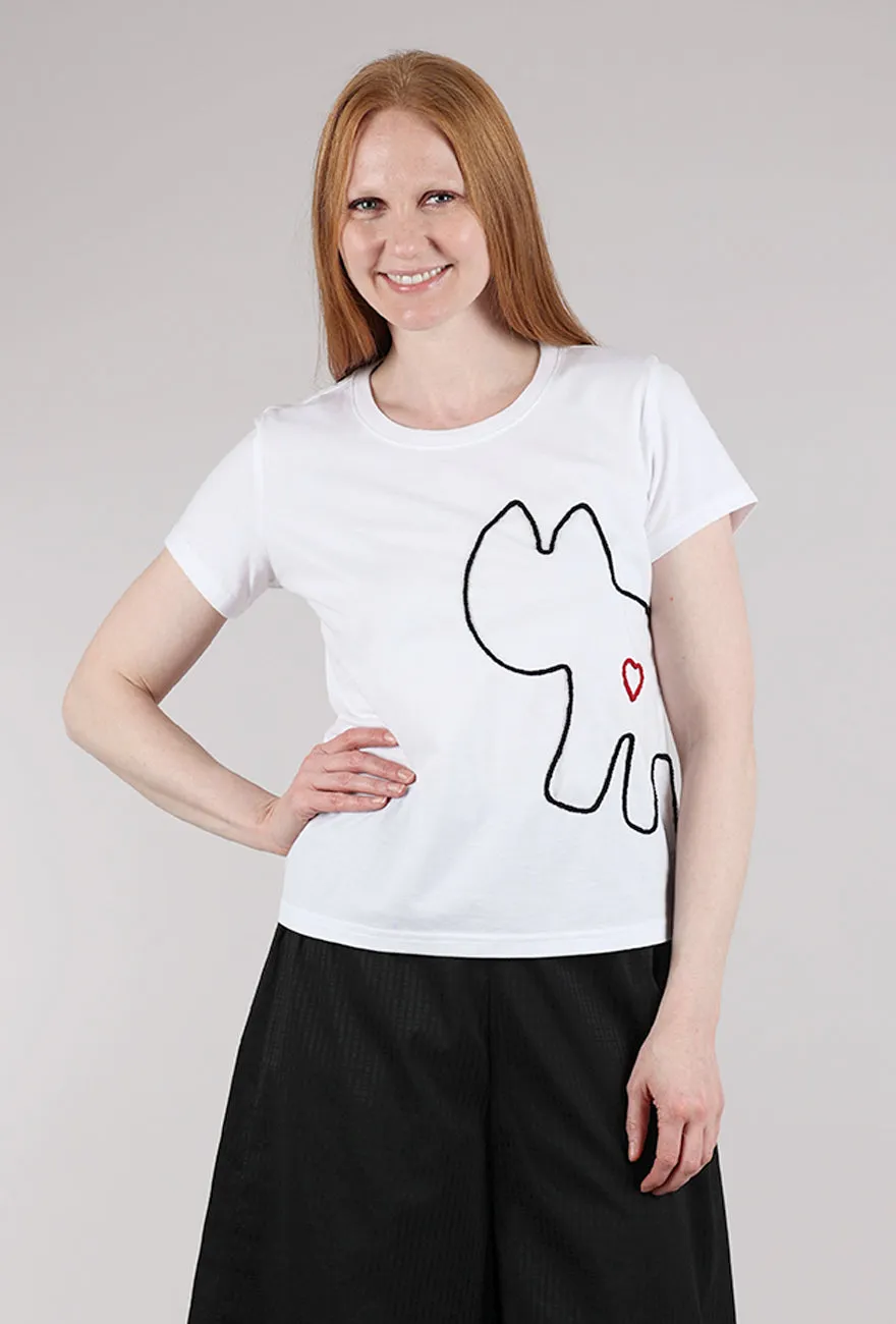 Amiga Hand-Embroidered Tee, White On-the-Go Fashion Cool Style