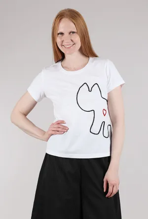 Amiga Hand-Embroidered Tee, White On-the-Go Fashion Cool Style