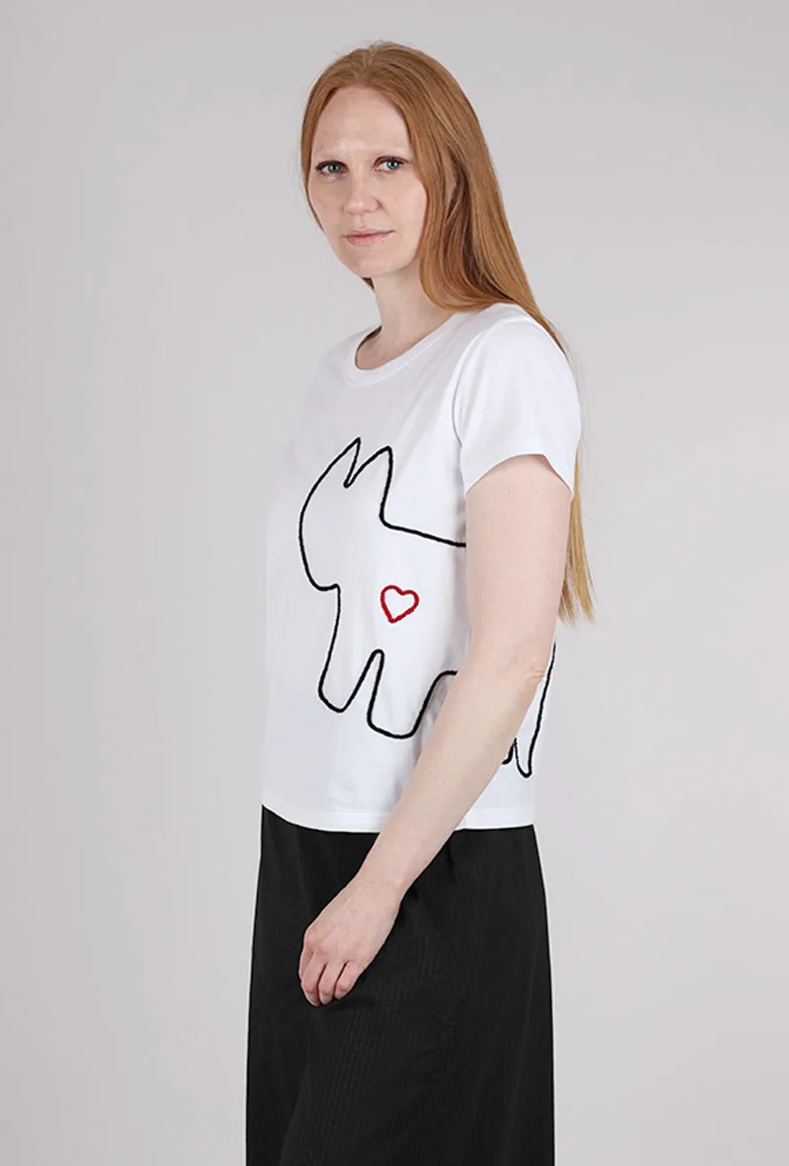 Seasonal Style Amiga Hand-Embroidered Tee, White