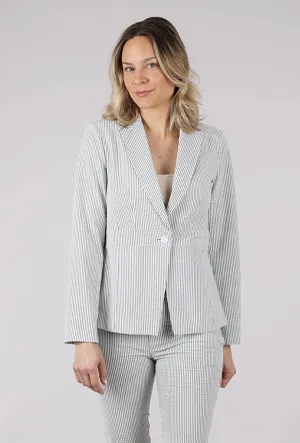 Minimal Detailing Flexible Comfort Seersucker Cory Jacket, Washed Black