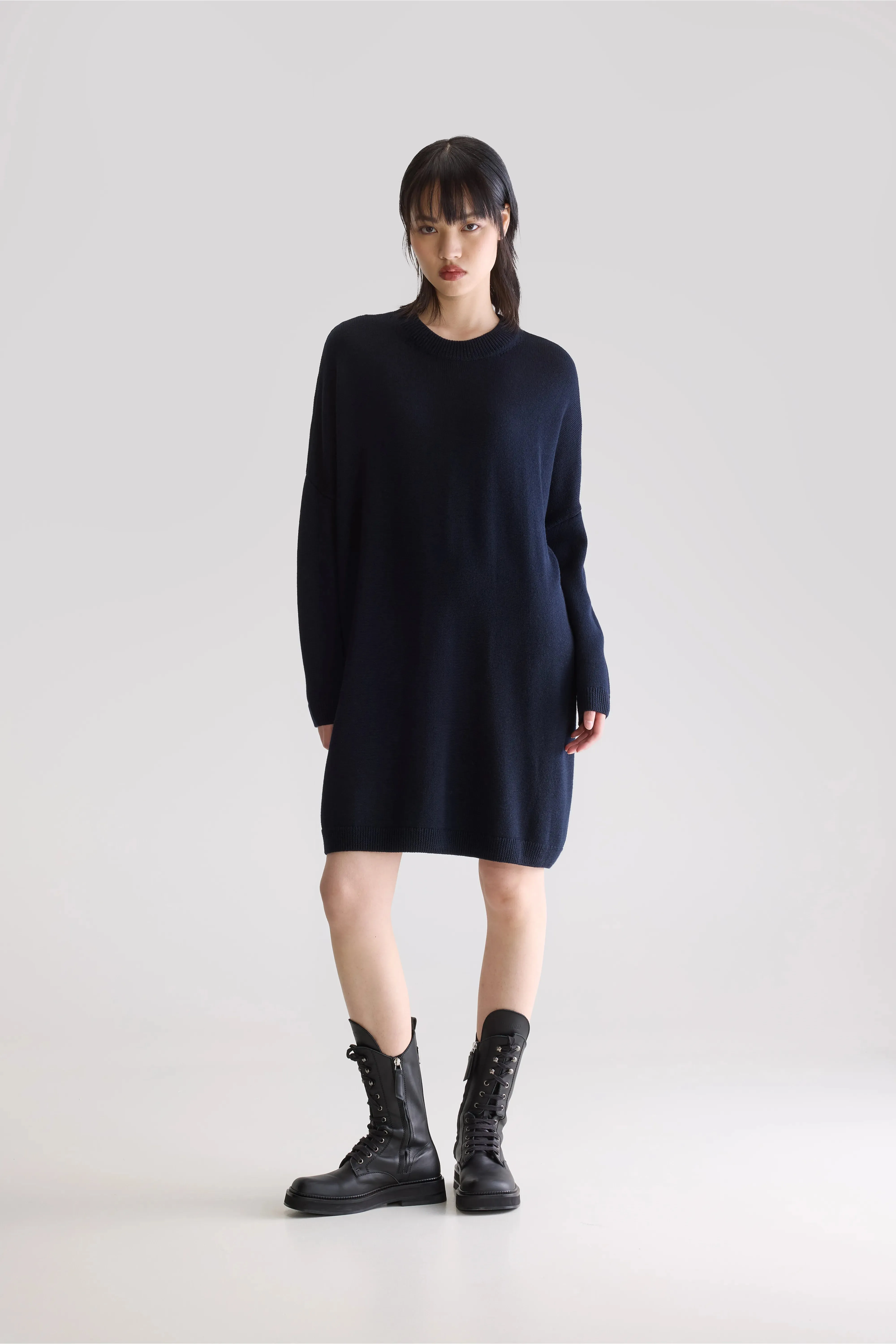 Senisa knit dress (252 / W / NAVY) Basic Clothing
