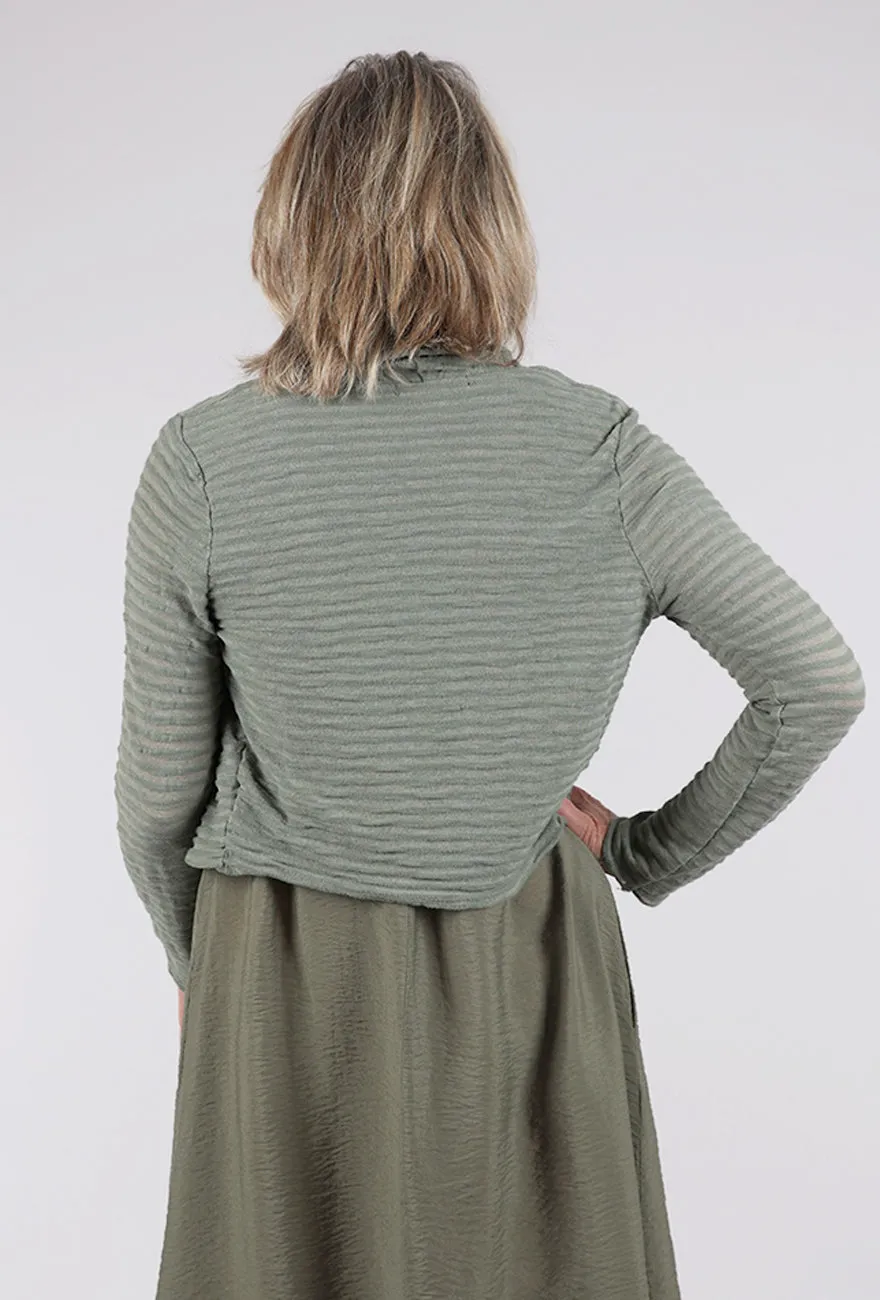 Shadow Stripe Knit Cardie, Clay Combed Cotton
