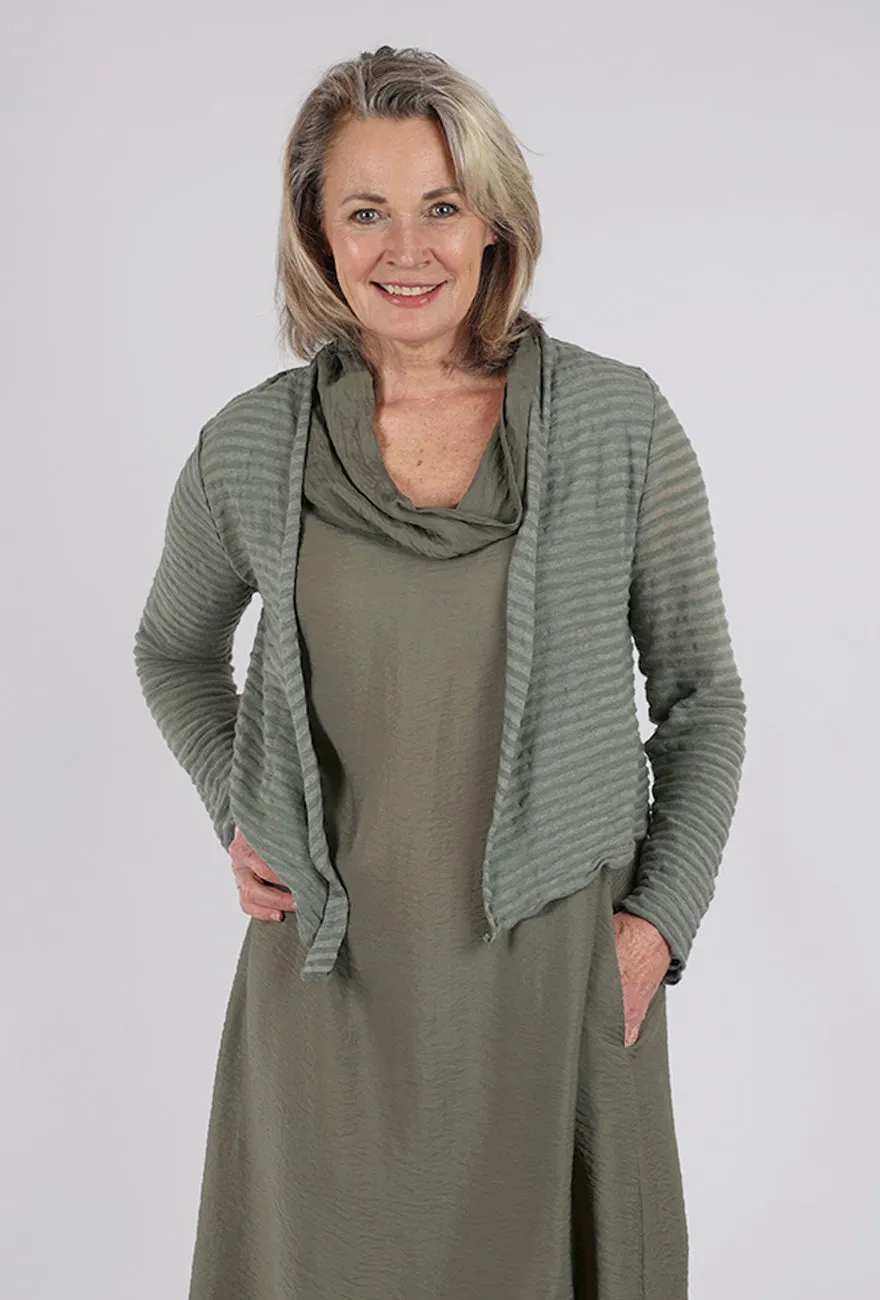 Travel Outfit Light Cover Shadow Stripe Knit Cardie, Clay