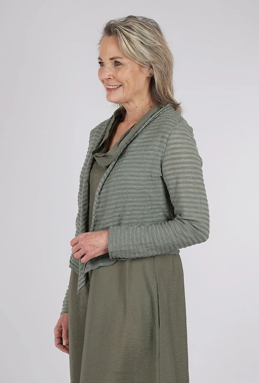 Shadow Stripe Knit Cardie, Clay Combed Cotton