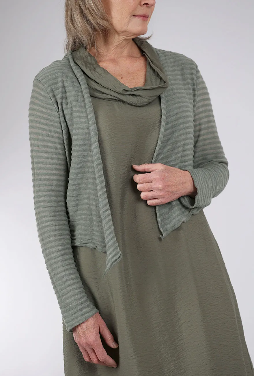 Shadow Stripe Knit Cardie, Clay Combed Cotton