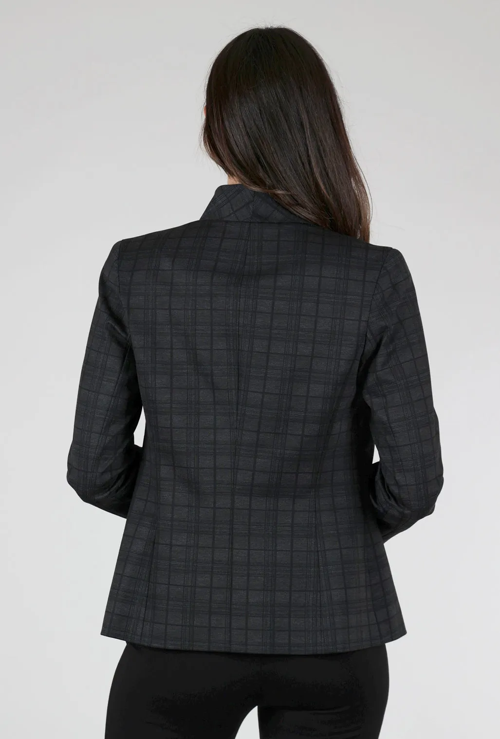 Shaped Plaid Jacket, Charcoal Paisley design