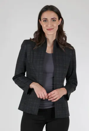 Worship Period Shaped Plaid Jacket, Charcoal