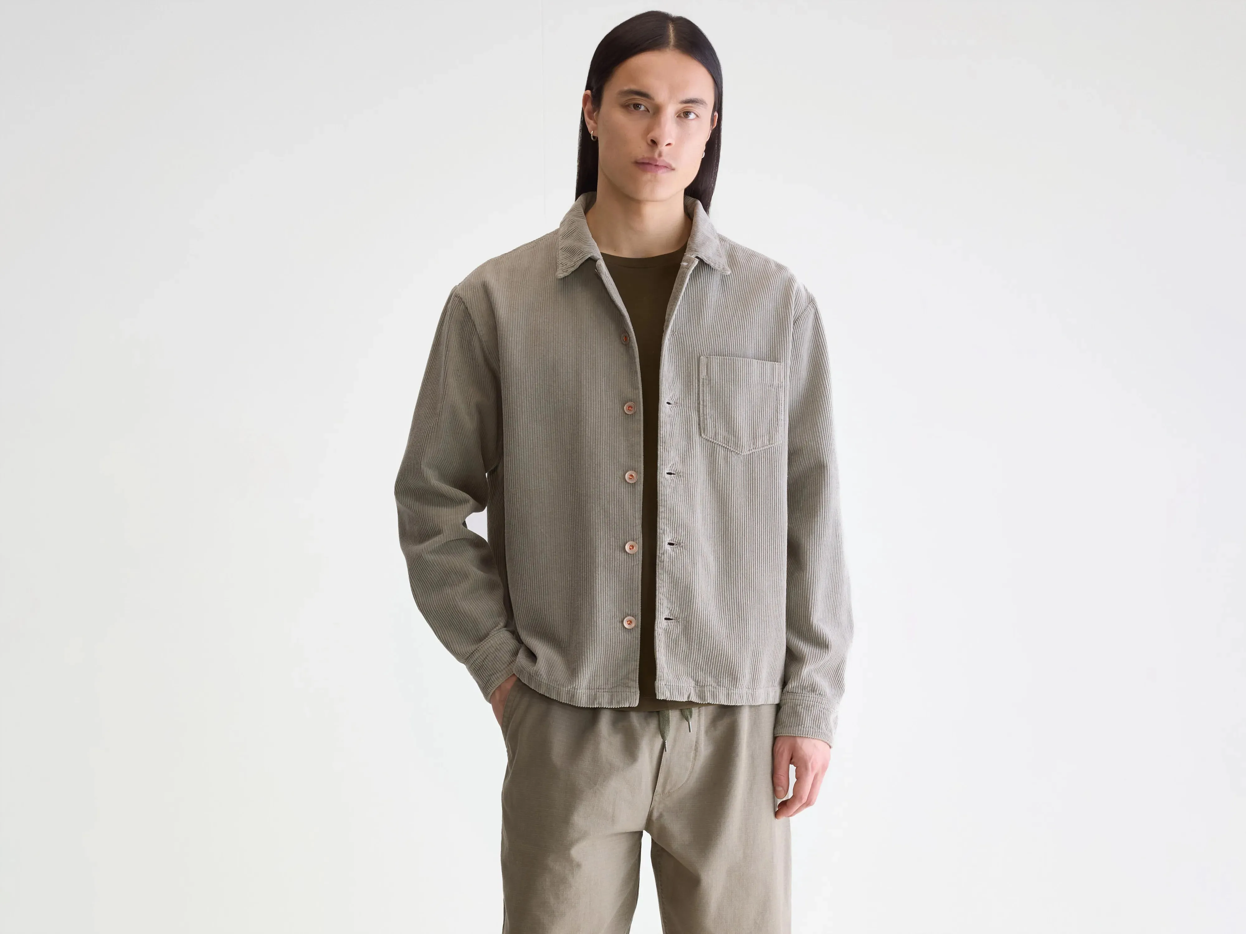 Goney corduroy overshirt (252 / M / ROCK) Stylish Chill Piece Green Material