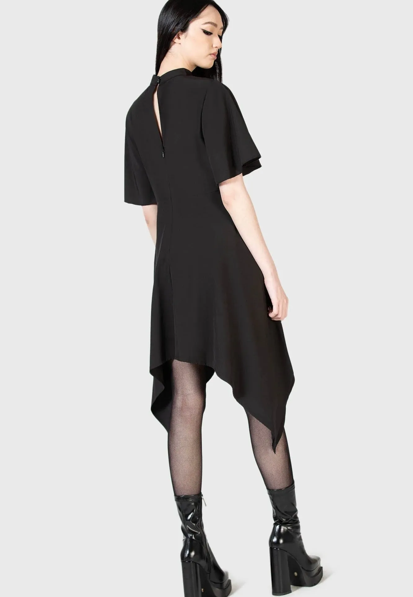 Shiny Satin Killstar - Anastazia Midi Black - Dress
