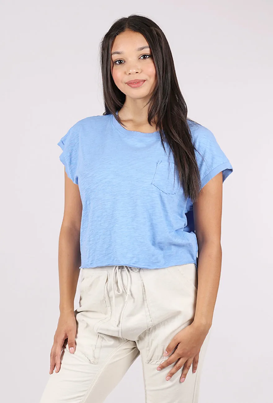 harmonious Short Dolman Step Hem Tee, Ocean