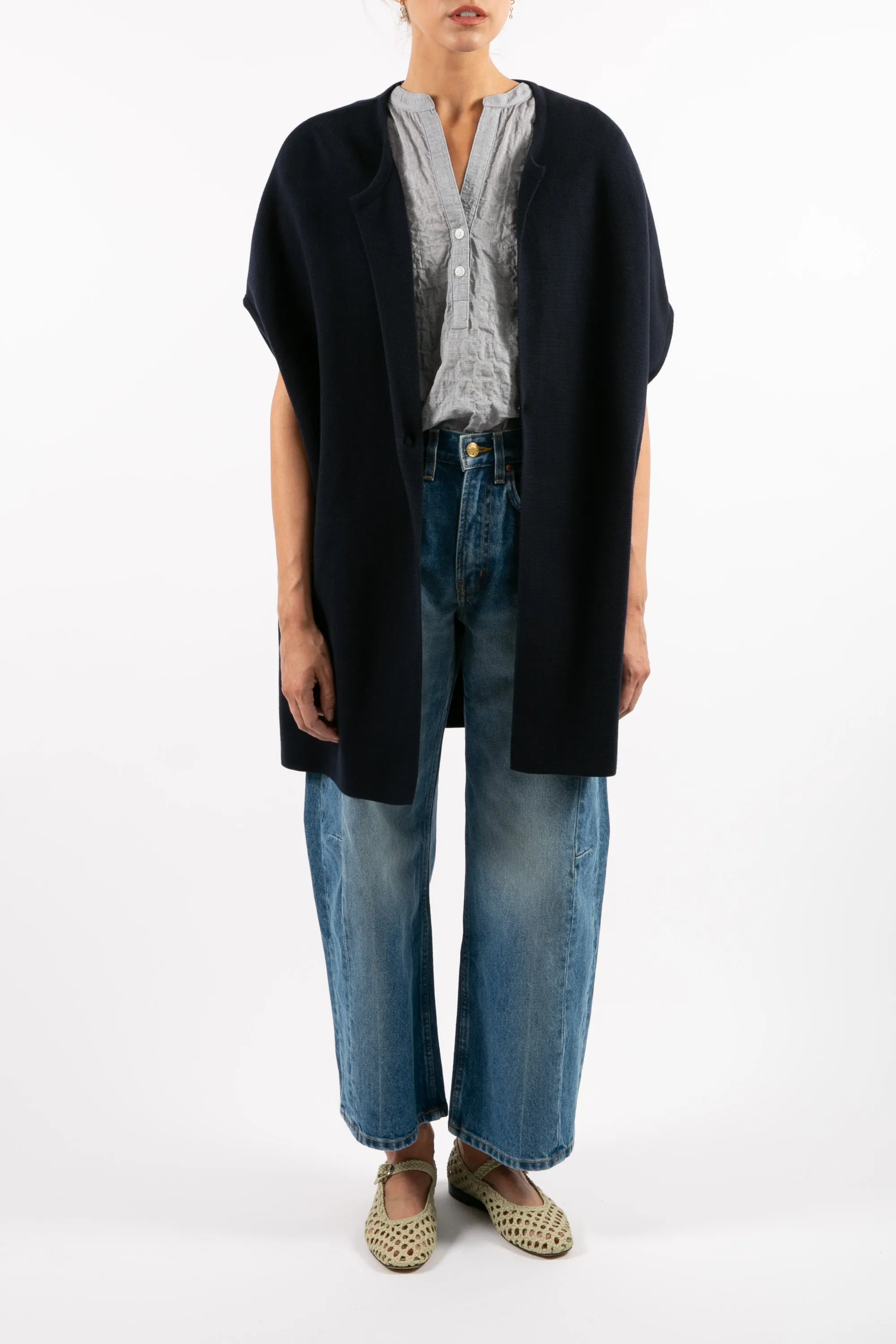 Short Slv Navy Coatigan Street Vibe