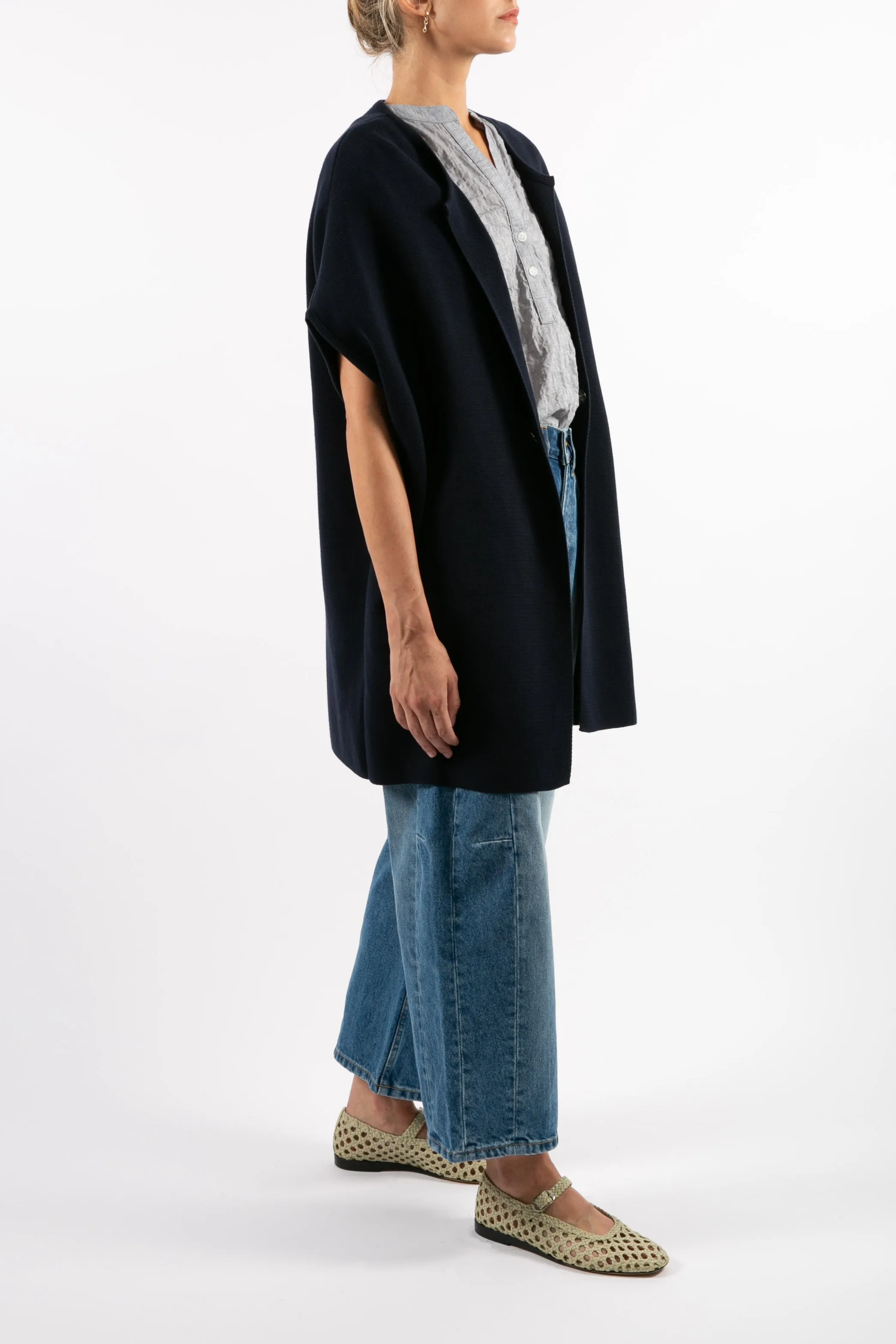 Short Slv Navy Coatigan Street Vibe