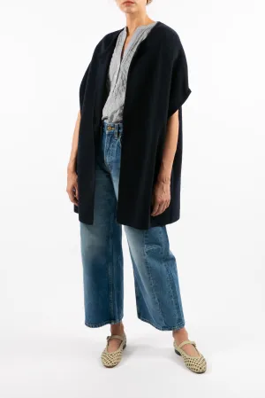 Cashmere Blend Short Length Short Slv Navy Coatigan