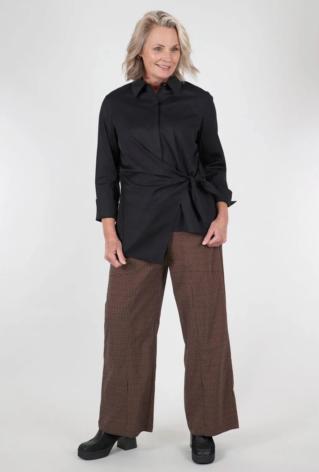 Side slits Perfect Travel Side Tie Shirt, Black