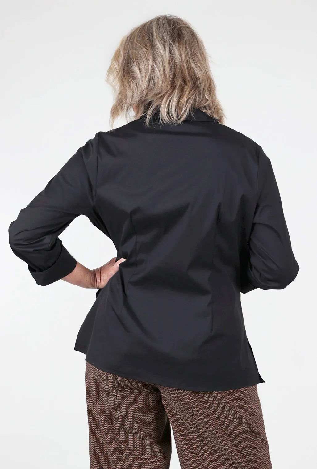 Side slits Perfect Travel Side Tie Shirt, Black