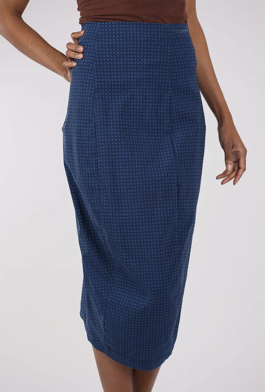 Signature Stretch Slim Skirt, Navy Check Spring Ready
