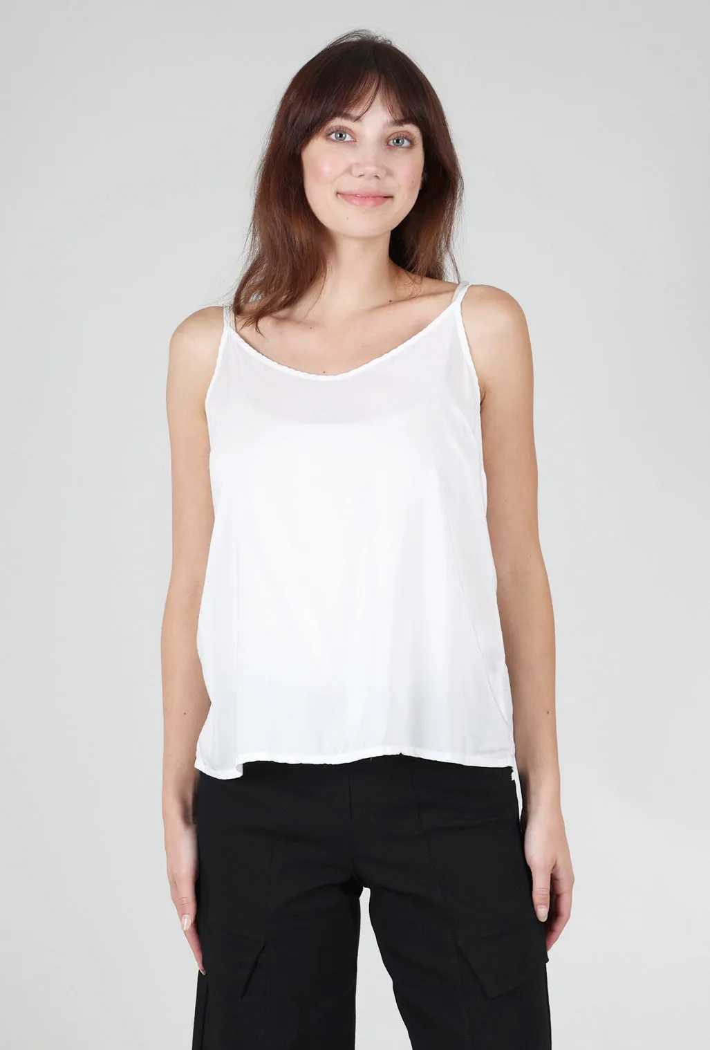 Textured Surface Silk Camisole, White