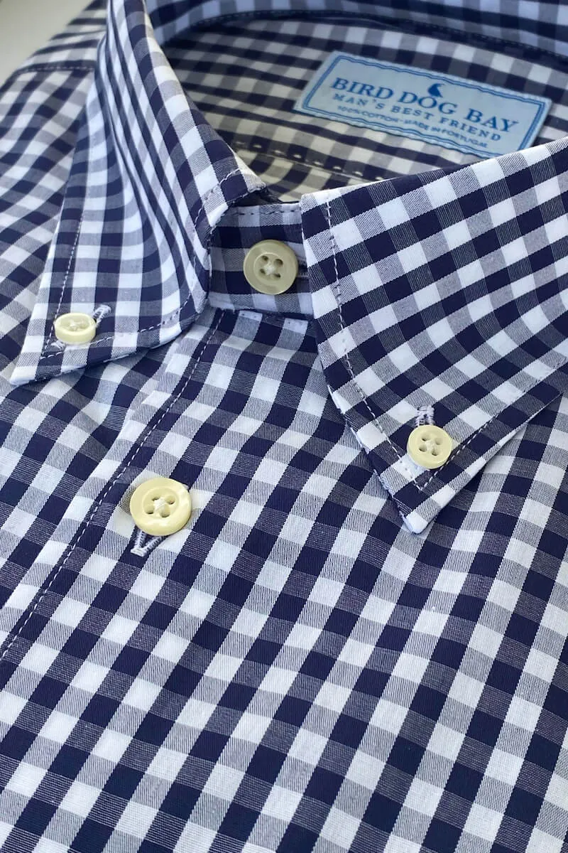 silk light Mason: Woven Cotton Shirt - Navy/White
