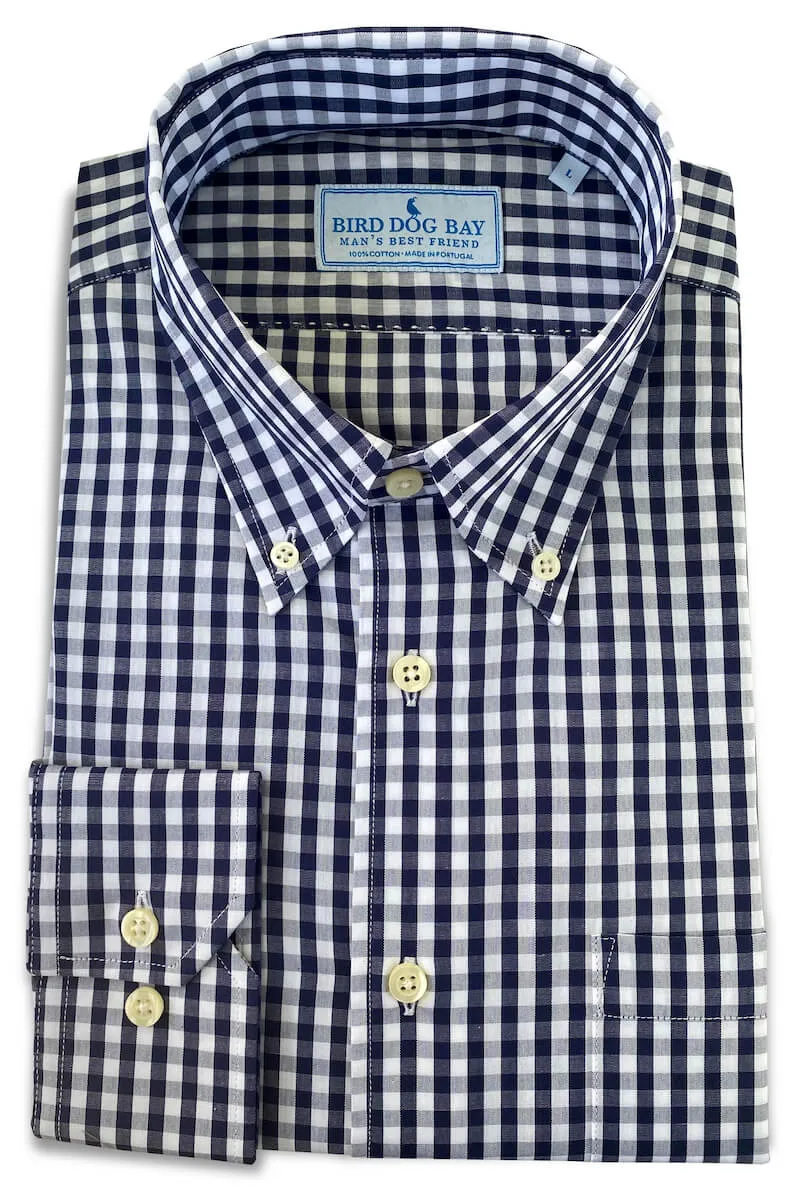 silk light Mason: Woven Cotton Shirt - Navy/White