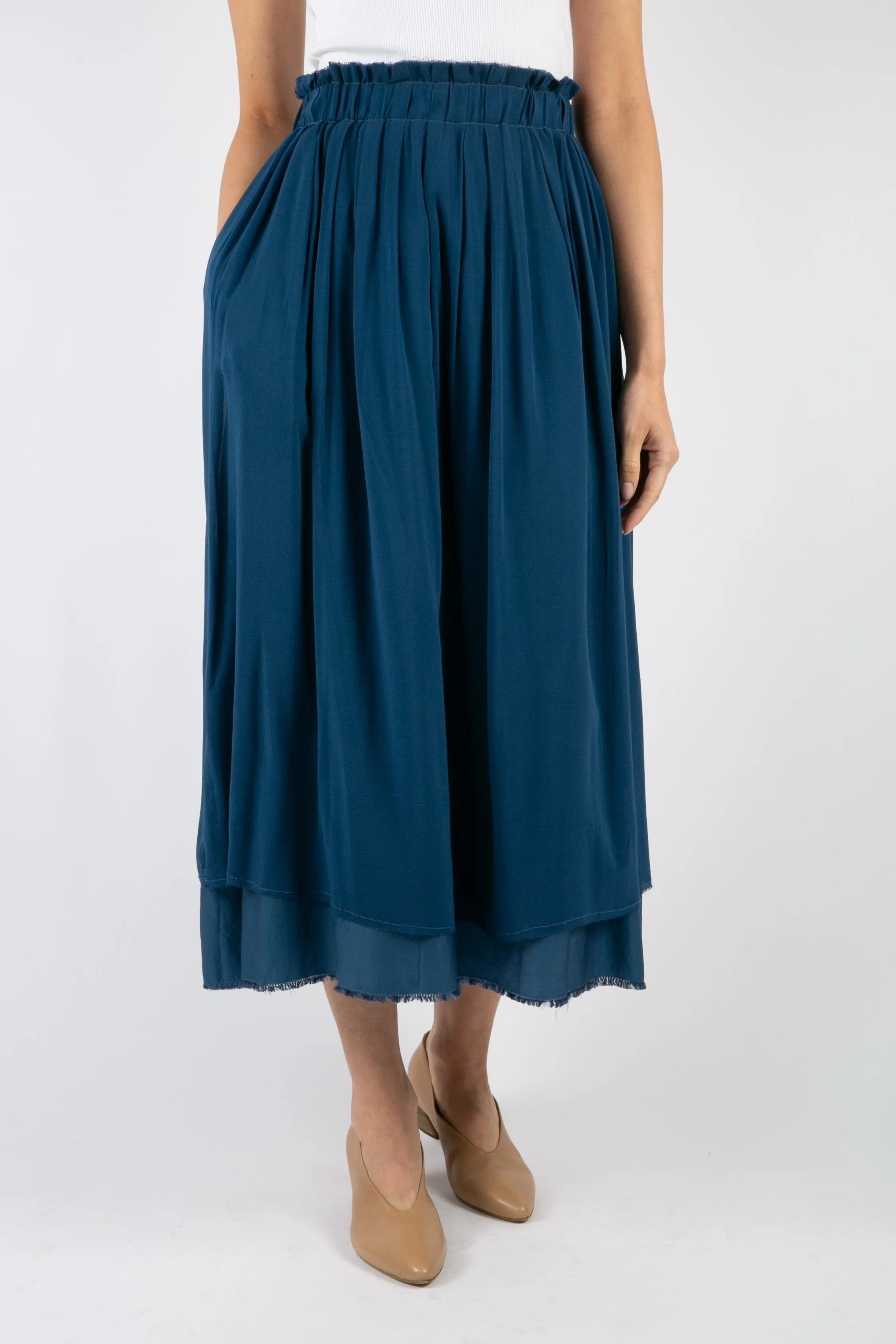 Mall Brand Look Rolled Hem Silk Marino Skirt