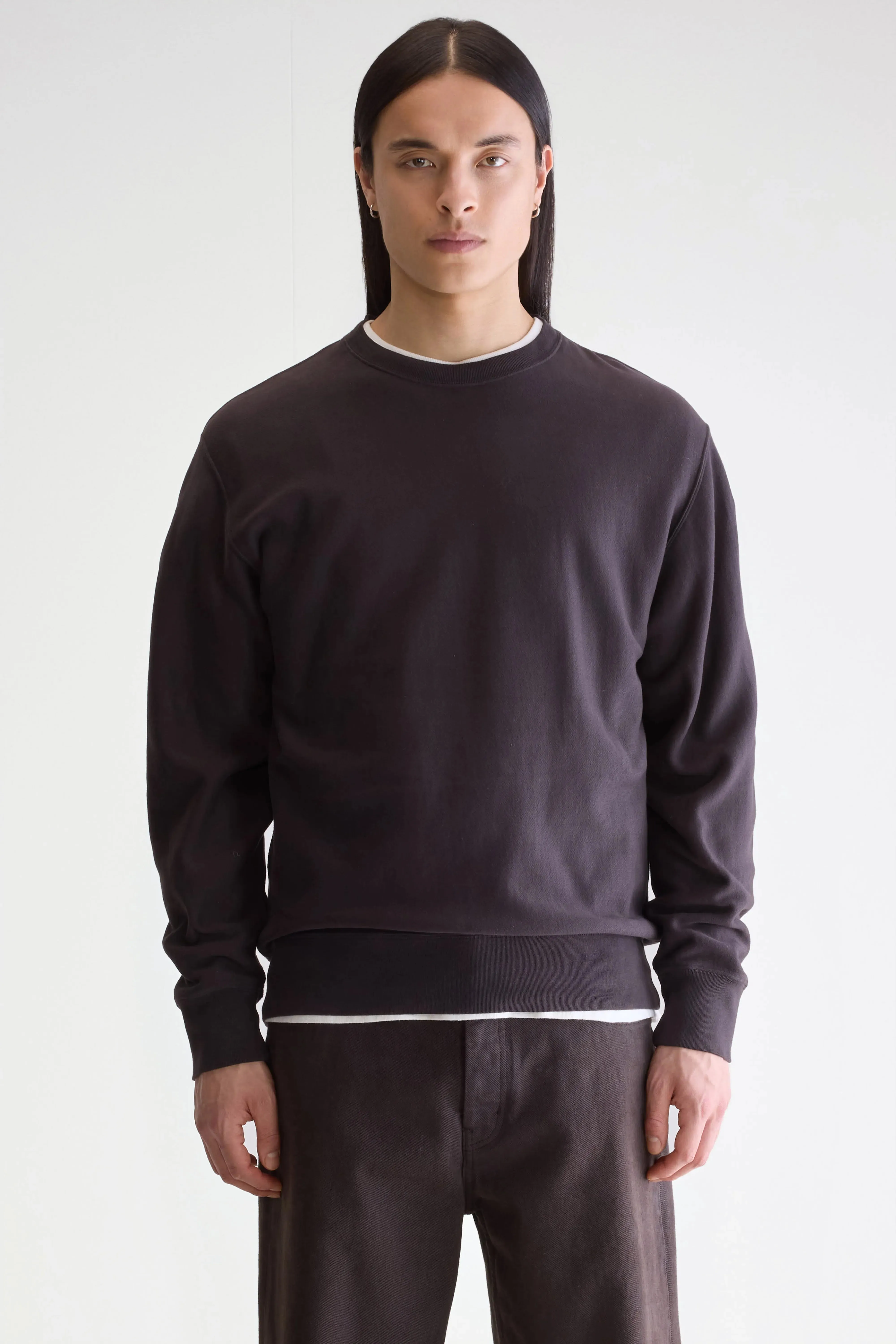 Silky Touch Flake crewneck sweatshirt (252 / M / DARK PURPLE)