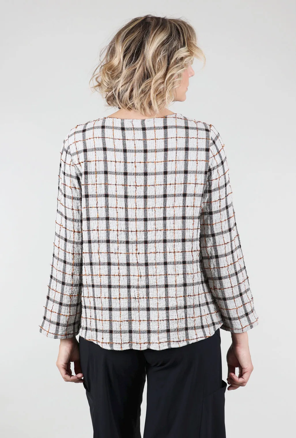 Simple Fashion Double-Face Windowpane Pullover, Winter White