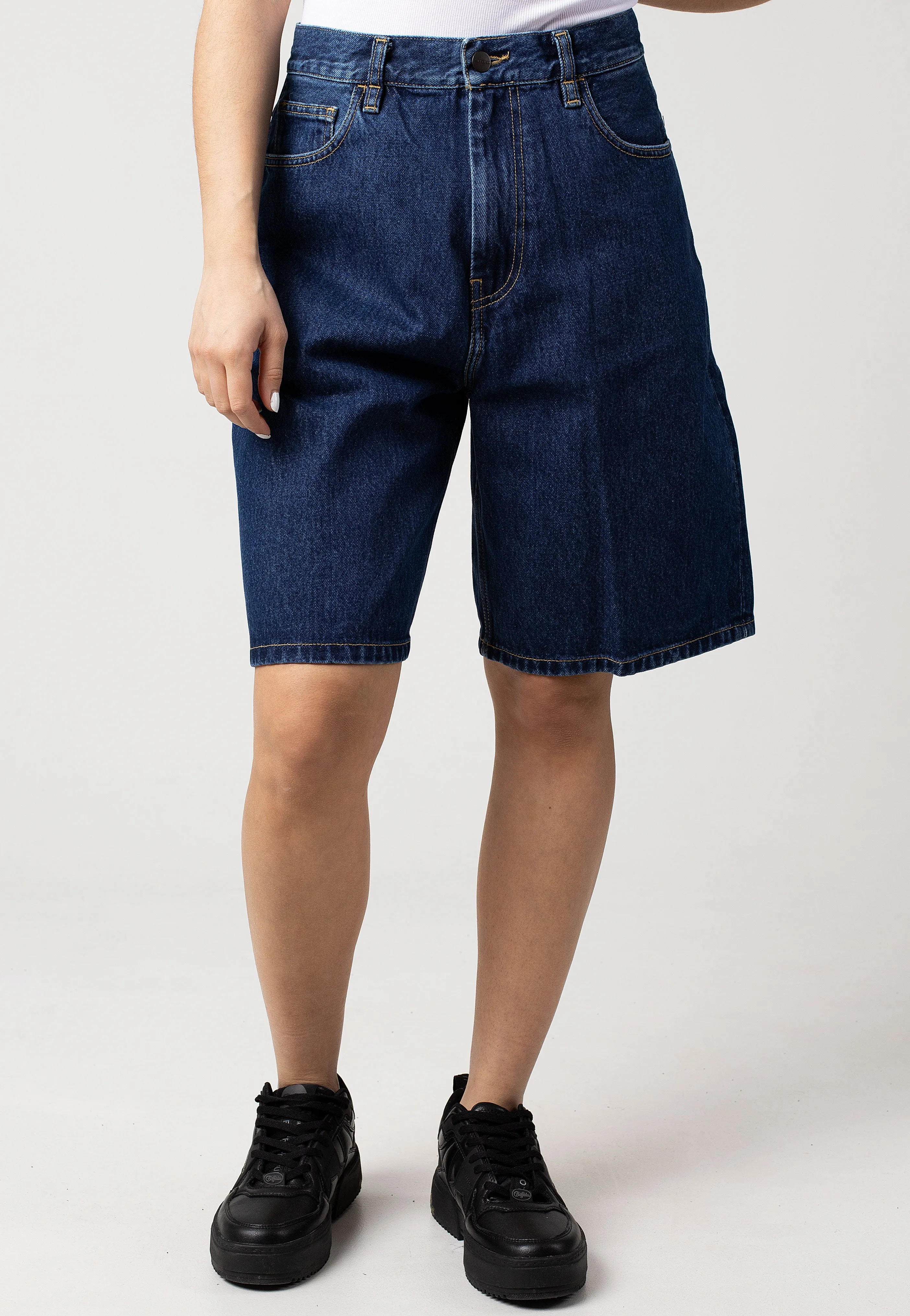 Reflective elements Sustainable Carhartt WIP - W' Brandon Stone Washed Blue - Shorts