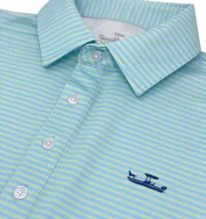 Skiff Dogs: Slack Tide Polo - Mint/Light Blue Travel Essential