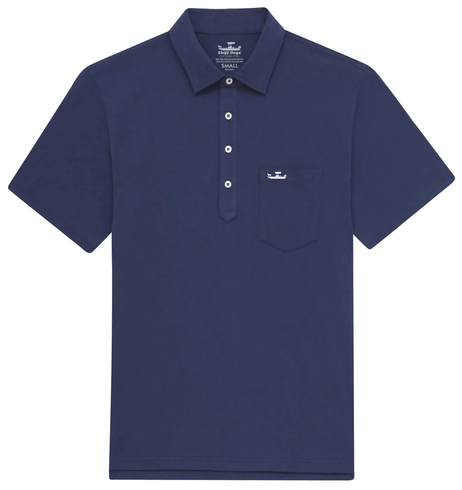 Skiff Dogs: Upcycled Surf Polo - Deep Blue Flexible Fabric