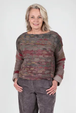 Multipleat Wool Top, Earth/Burgundy Brunch Outfit