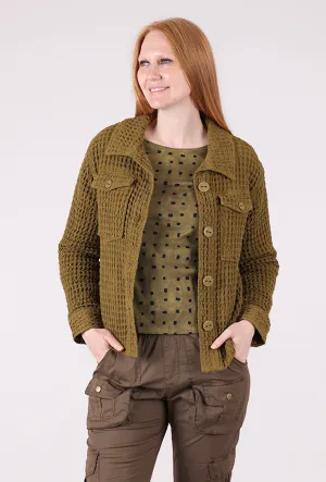 Washed Honeycomb Shacket, Avocado Relaxed Daily Style