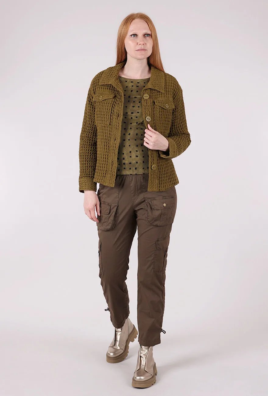 Sleek Comfort Washed Honeycomb Shacket, Avocado