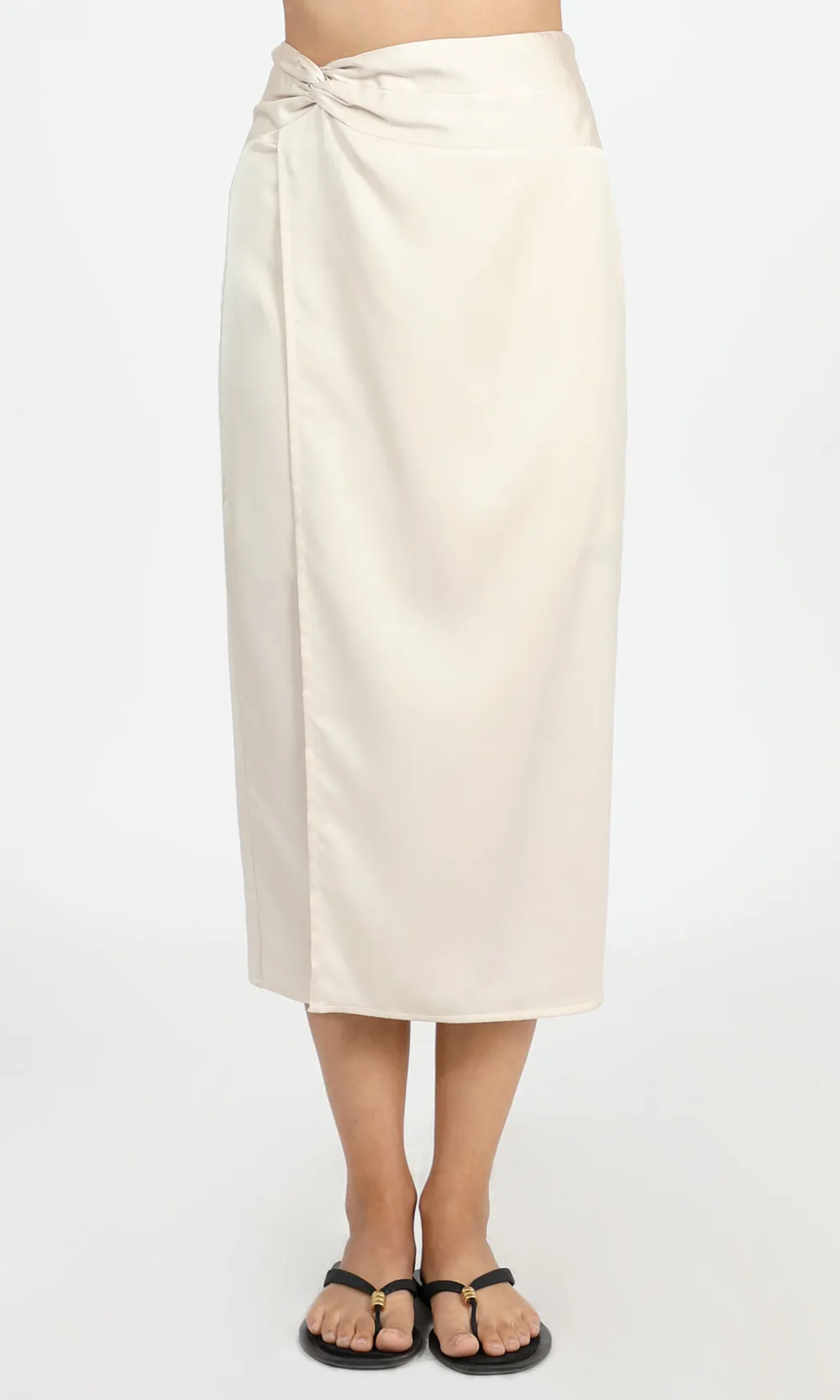Sleek Design Brenda Pareo Satin Midi Skirt