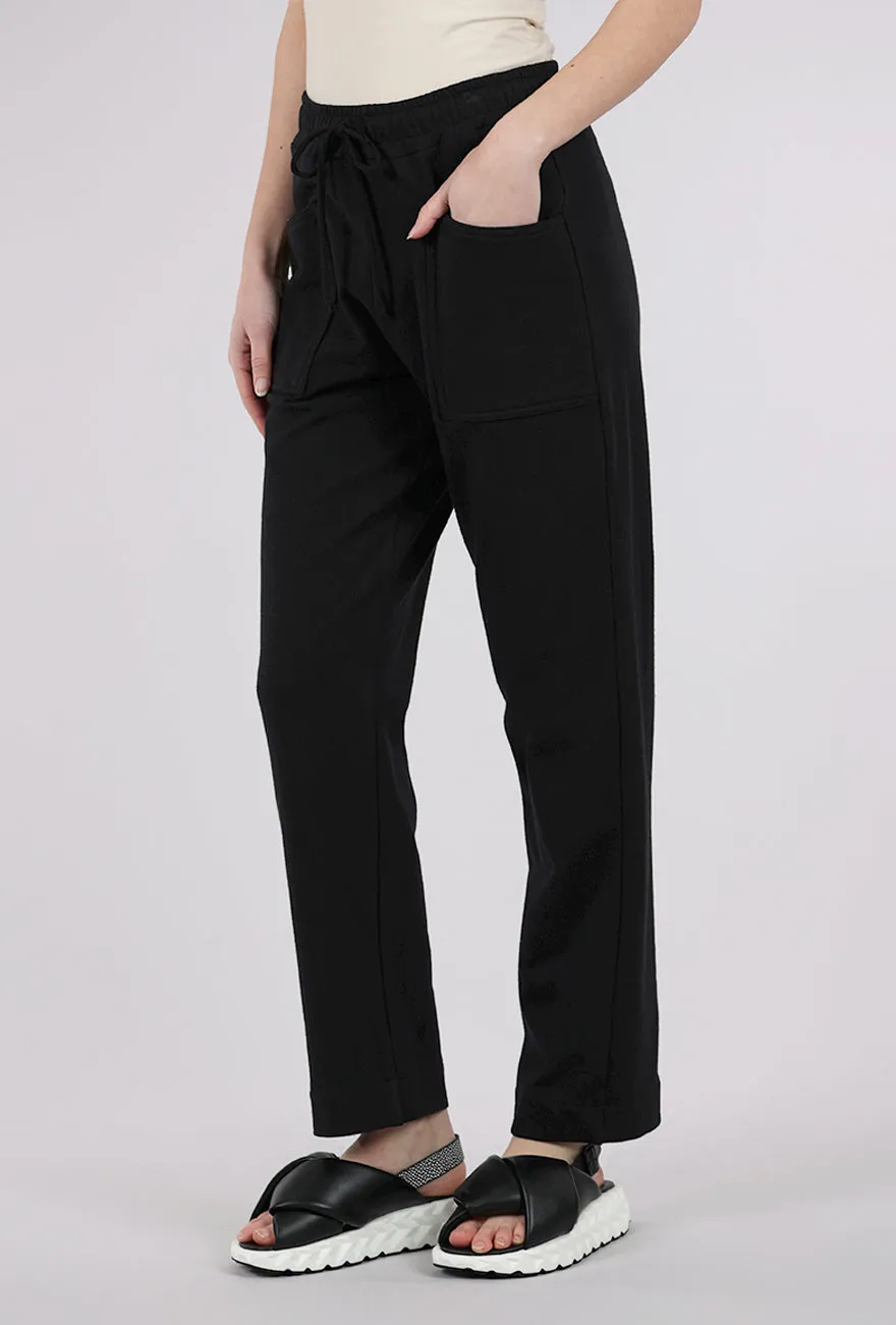 Sleek Design French Terry Double Pocket Pant, Black