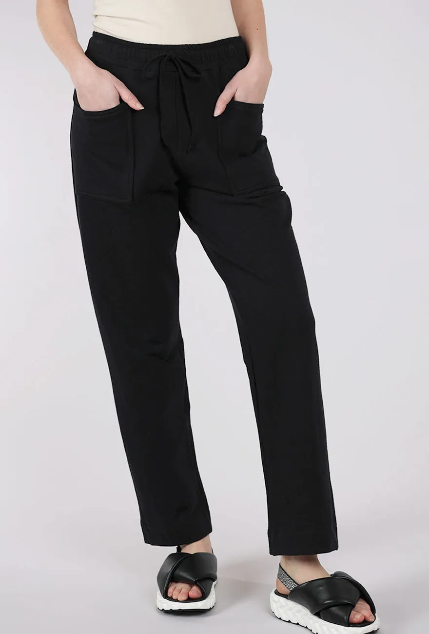 Sleek Design French Terry Double Pocket Pant, Black