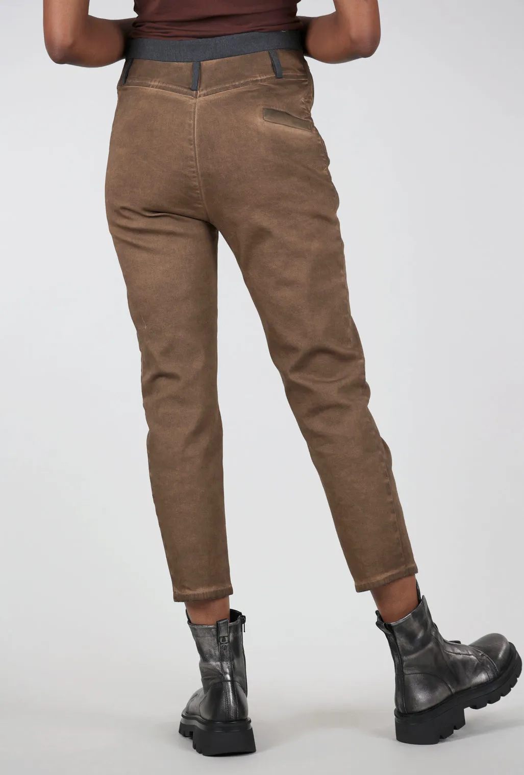 Sleek Design Stitch Detail Denim Trouser, Rust
