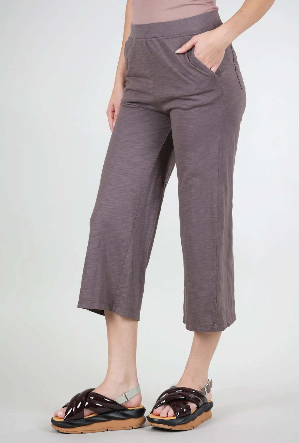 Sleek Design Wide Leg Crop Pants, Dark Pewter
